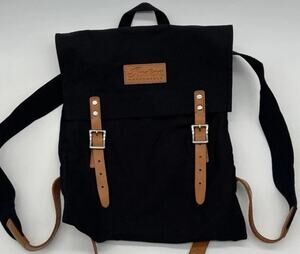 Indian Motorcycle Scout Bobber Black Canvas Leather Straps Backpack Rucksack Bag